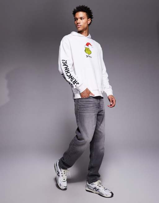 ASOS DESIGN relaxed hoodie with Grinch prints in white