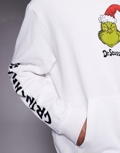 ASOS DESIGN relaxed hoodie with Grinch prints in white