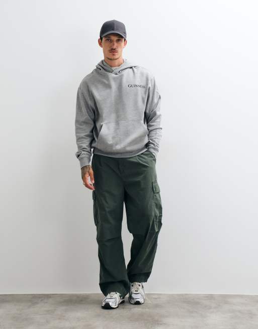 ASOS DESIGN relaxed hoodie with Guinness print in Grey Marl, 3 of 5