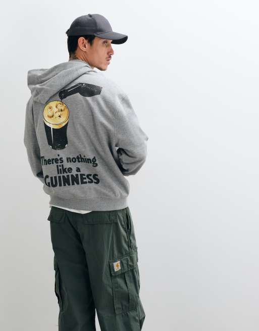 ASOS DESIGN relaxed hoodie with Guinness print in Grey Marl, 4 of 5