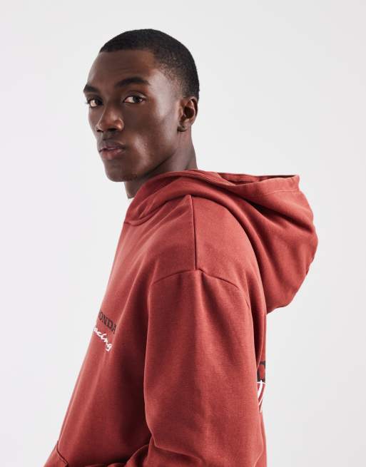 ASOS DESIGN relaxed hoodie with Honda Racing print in dark red, 5 of 5