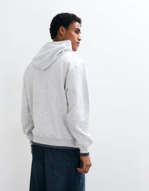 ASOS DESIGN relaxed hoodie with layered ribs & pigment print in ice marl poly cotton, 5 of 5