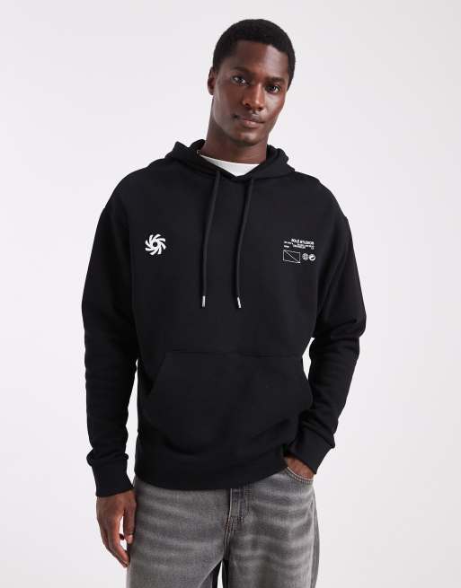 ASOS DESIGN relaxed hoodie with logo puff print in black, 3 of 5