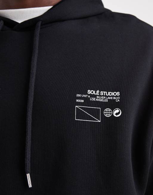 ASOS DESIGN relaxed hoodie with logo puff print in black, 5 of 5
