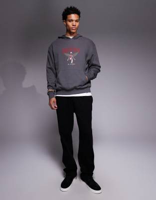Asos Design Relaxed Hoodie With Nirvana Print In Gray