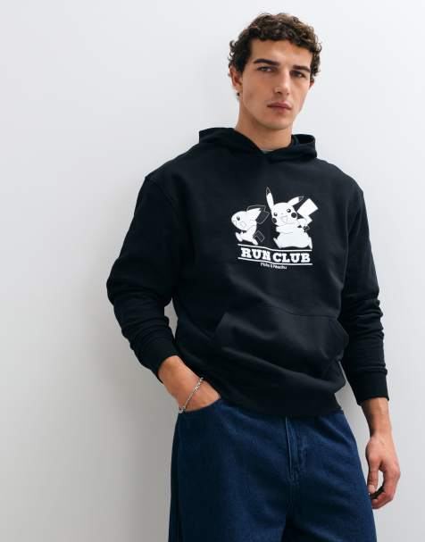 ASOS DESIGN relaxed hoodie with Pokemon Pikachu print in black - view 1