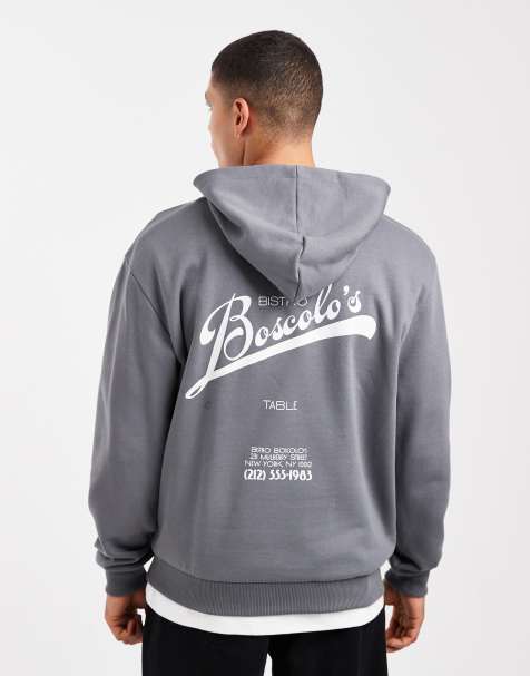 ASOS DESIGN relaxed hoodie with print in gray - view 1