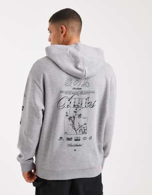 Asos Design Relaxed Hoodie With Print In Gray