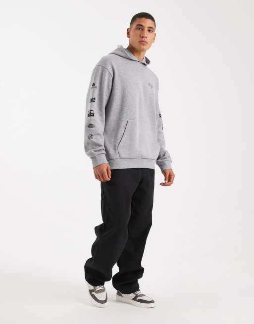 ASOS DESIGN relaxed hoodie with print in heather gray, 2 of 5