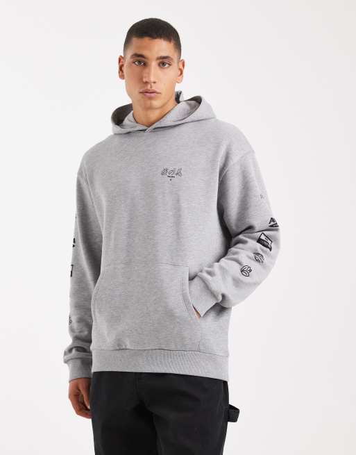 ASOS DESIGN relaxed hoodie with print in heather gray, 3 of 5