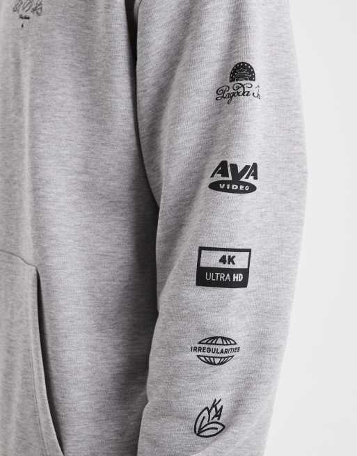 ASOS DESIGN relaxed hoodie with print in heather gray, 5 of 5