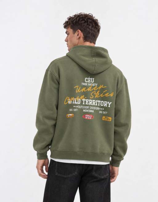 ASOS DESIGN relaxed hoodie with print in khaki - KHAKI, 9 of 9