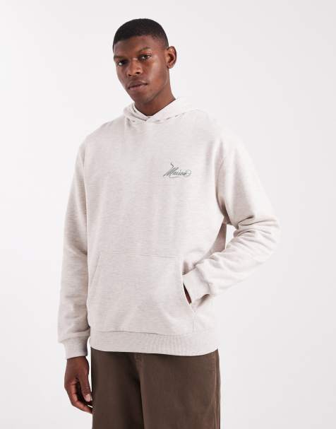 ASOS DESIGN relaxed hoodie with prints in heathered oatmeal - view 1
