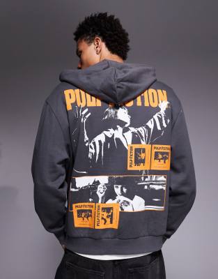 Asos Design Relaxed Hoodie With Pulp Fiction Print In Black