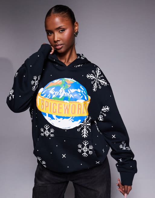 ASOS DESIGN relaxed hoodie with Spice Girls print in black, 4 of 4