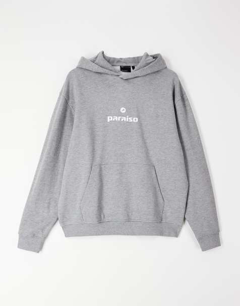 ASOS DESIGN relaxed hoodie with text prints in heather gray - view 1