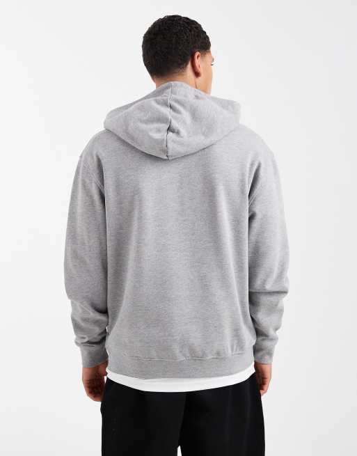 ASOS DESIGN relaxed hoodie with text prints in heather gray, 3 of 5