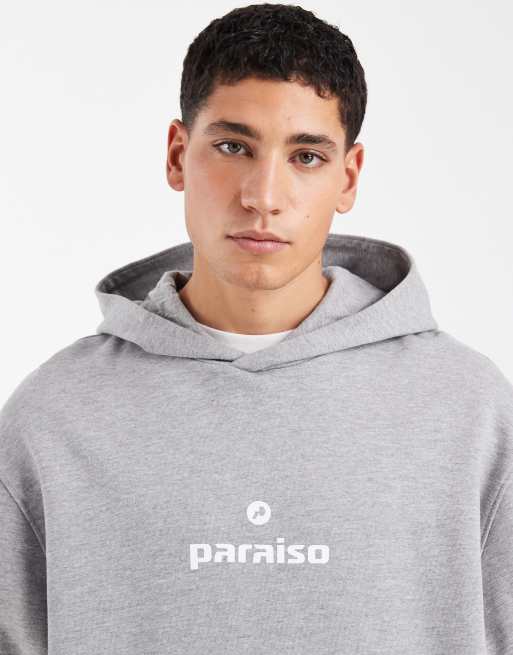 ASOS DESIGN relaxed hoodie with text prints in heather gray, 5 of 5