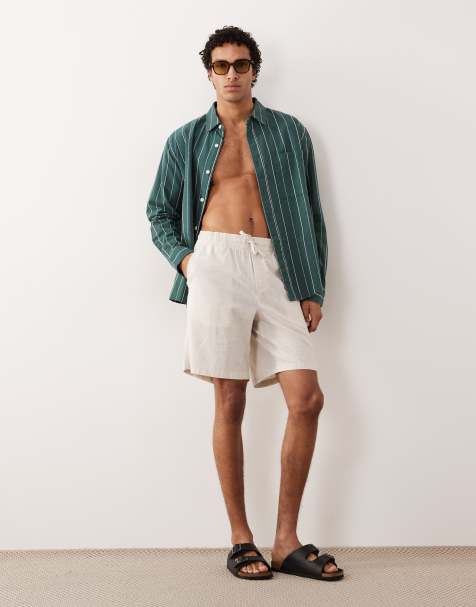 ASOS DESIGN relaxed jacquard stripe shirt in green - view 1