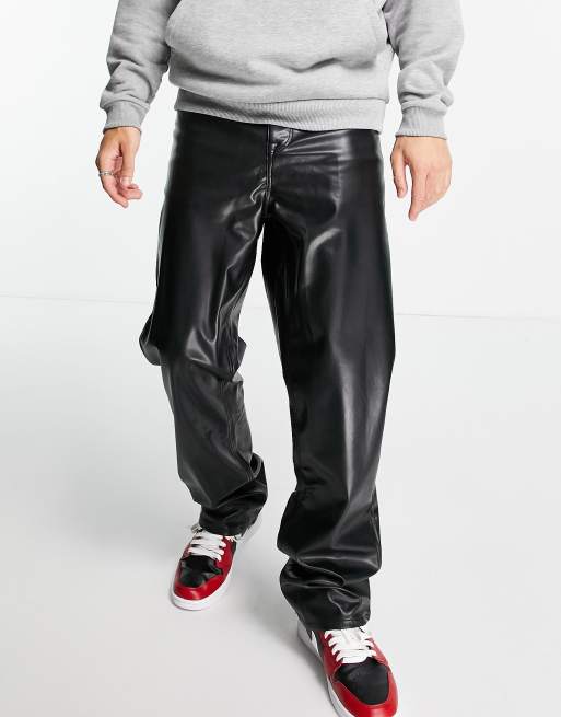 ASOS Skinny Jeans In Leather Look in Black for Men