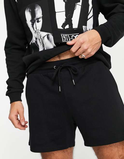 ASOS DESIGN relaxed jersey shorts in shorter length in black