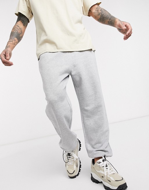 ASOS DESIGN super oversized joggers in grey marl with toggle hem