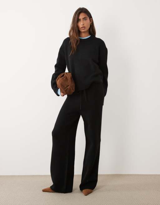 ASOS DESIGN relaxed jumper with side split detail in black - BLACK, 2 of 4