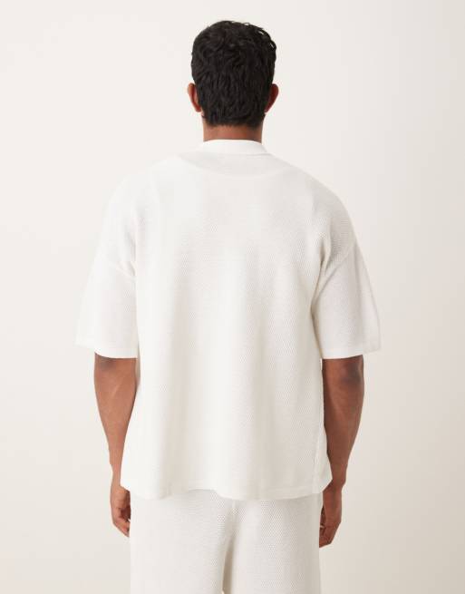 ASOS DESIGN relaxed knit button up embroidered shirt in off white - part of a set, 3 of 5