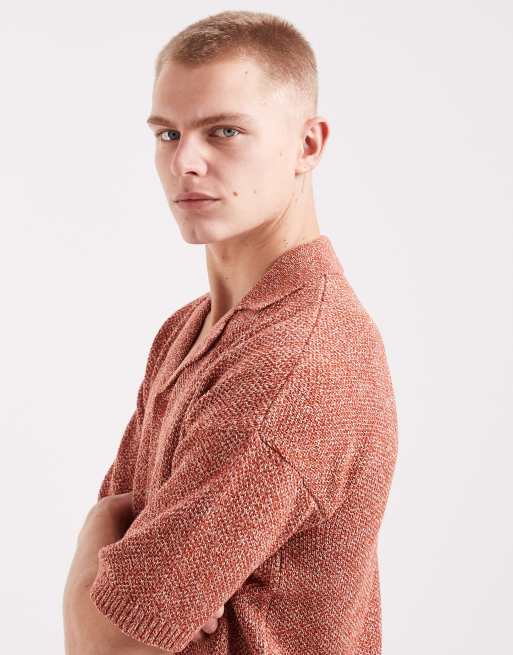 ASOS DESIGN relaxed knit button up in rust twist - part of a set, 5 of 5