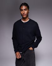 Topman oversized v neck cardigan in brown