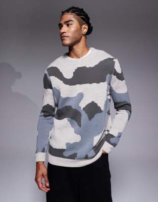 Asos Design Relaxed Knit Crew Neck Sweater In Black