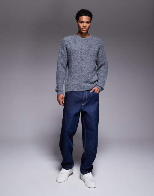 ASOS DESIGN relaxed knit crew neck sweater in gray, 2 of 5
