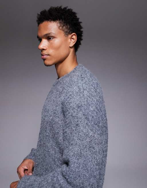 ASOS DESIGN relaxed knit crew neck sweater in gray, 4 of 5