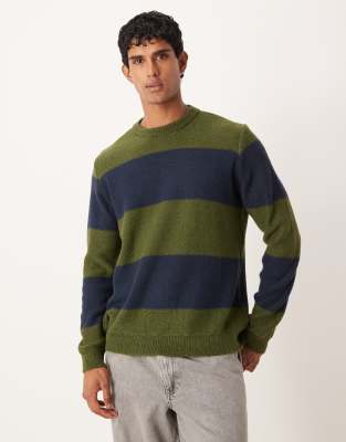 Asos Design Relaxed Knit Crew Neck Sweater In Multi
