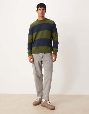 Asos Design Relaxed Knit Crew Neck Sweater In Multi