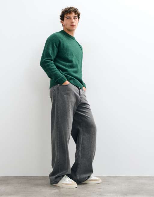 ASOS DESIGN relaxed knit crew neck sweater in green, 2 of 5