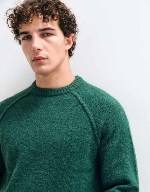ASOS DESIGN relaxed knit crew neck sweater in green, 3 of 5