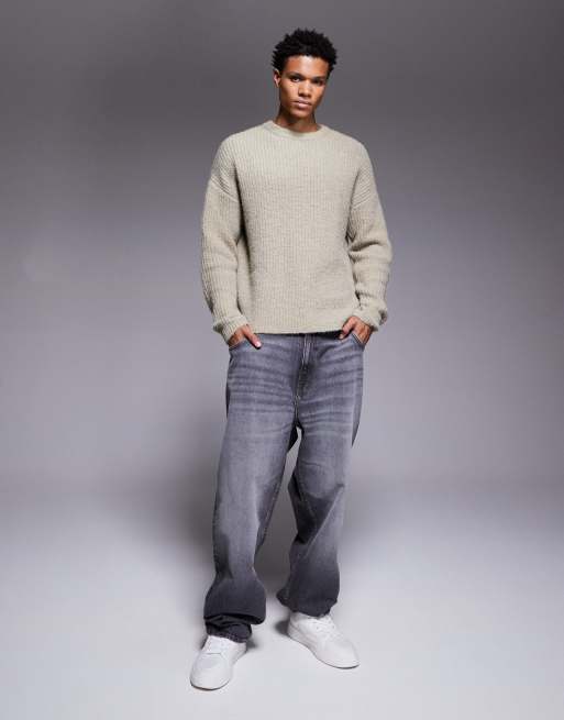 ASOS DESIGN relaxed knit crew neck sweater in sage green, 2 of 5