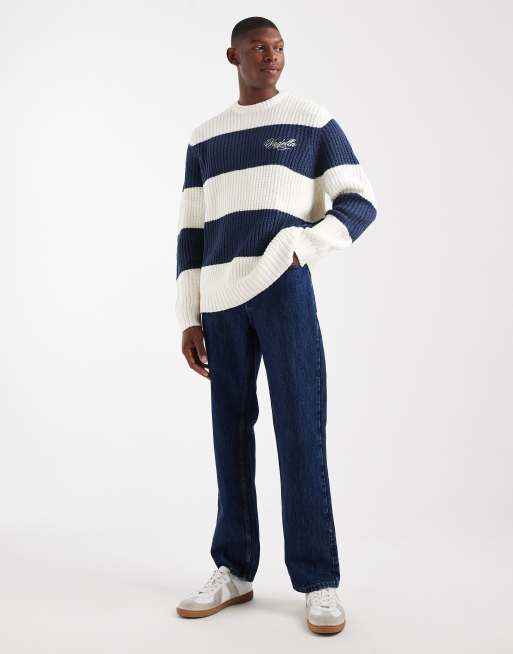 ASOS DESIGN relaxed knit crew neck sweater with Vadella embroidery