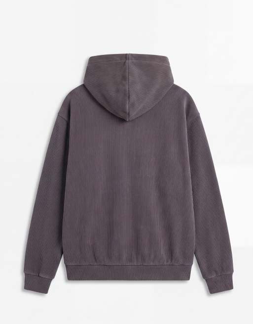 ASOS DESIGN relaxed knit funnel zip through nep cardigan in charcoal, 7 of 7