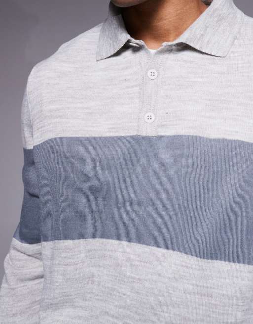 ASOS DESIGN relaxed knit long sleeve striped polo t-shirt in multi, 5 of 5