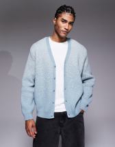Topman oversized v neck cardigan in brown