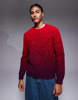 Asos Design Relaxed Knit Ombre Crew Neck Sweater In Brown