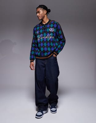 Asos Design Relaxed Knit Polo In Blue