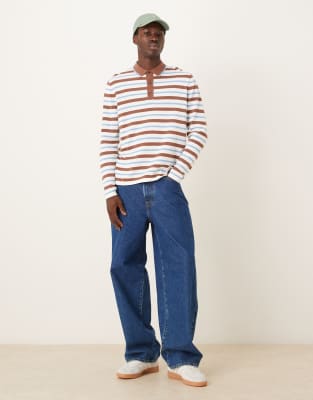 Asos Design Relaxed Knit Polo In Multi