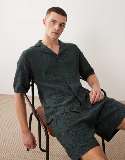 ASOS DESIGN relaxed knit set in green twist, 2 of 3