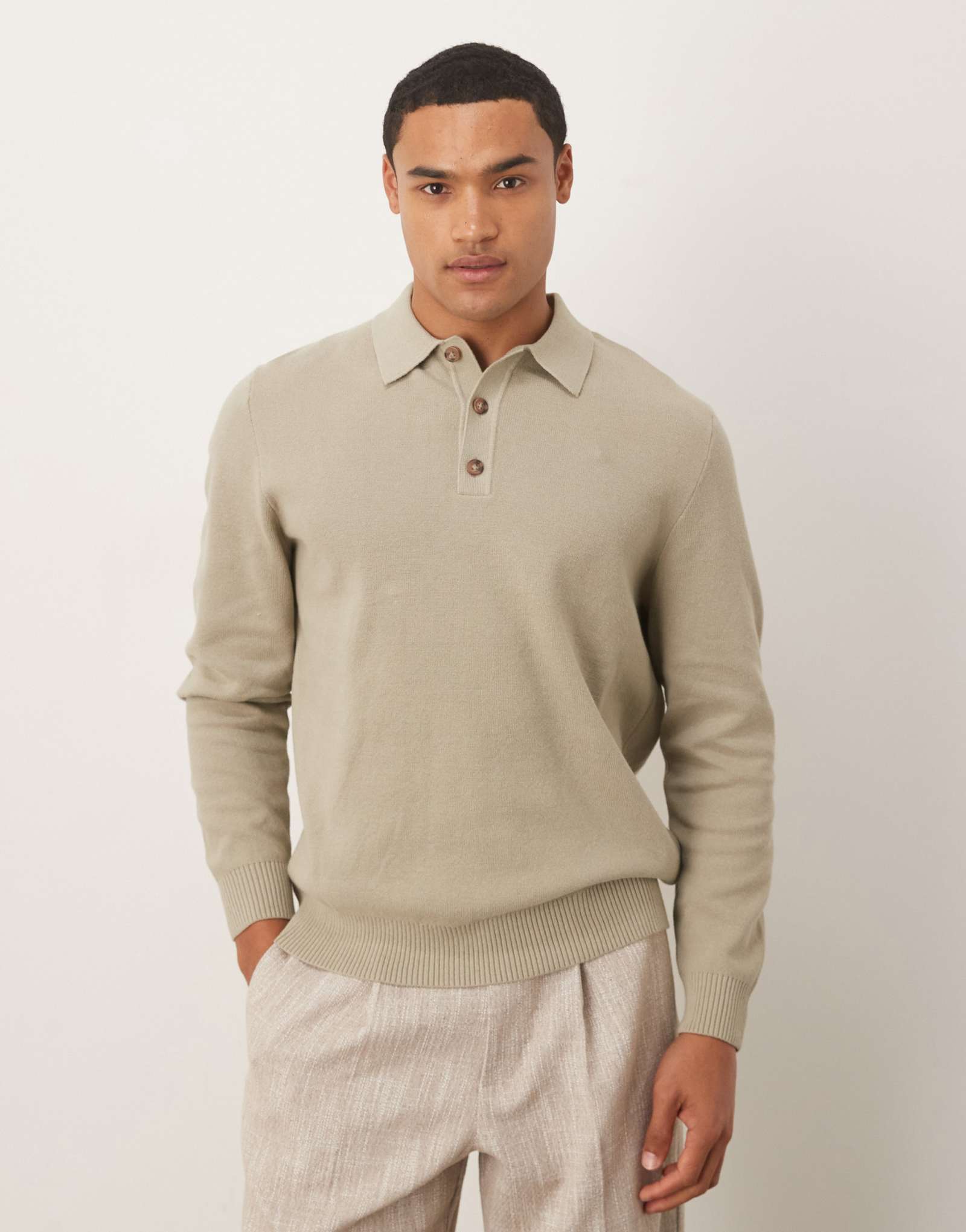 Непринужденная трикотажная рубашка-поло ASOS DESIGN цвета шалфея