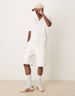 Asos Design Relaxed Knit Polo Shirt With Notch Neck