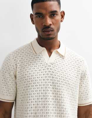 Asos Design Relaxed Knit Polo Shirt With Tipping Details In Multi