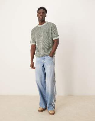 Asos Design Relaxed Knit Rib T-shirt In Green